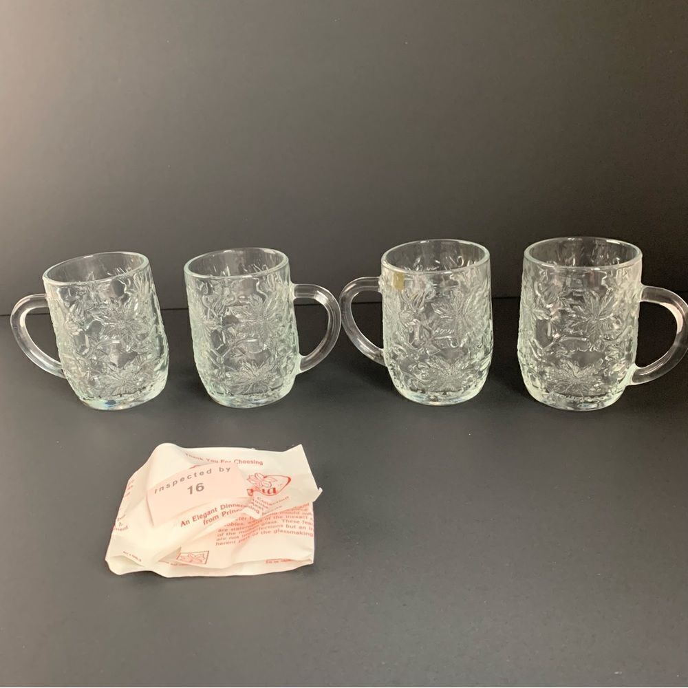 VTG Princess House Set of‎ 6 Fantasia Glass Mugs